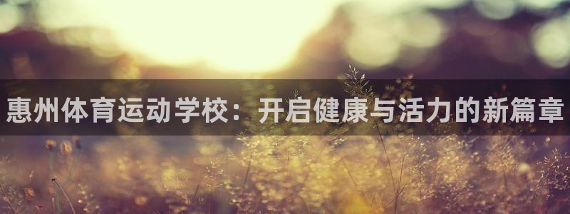 MK体育官方正版app科技：惠州体育运动学校：开启健